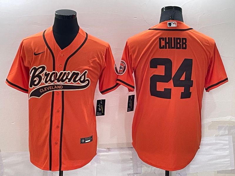Men Cleveland Browns #24 Chubb Orange Nike Co branded Jersey->pittsburgh steelers->NFL Jersey